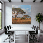 Desert Acacias On the Savannah Horizon Dawn Dusk Natural Light