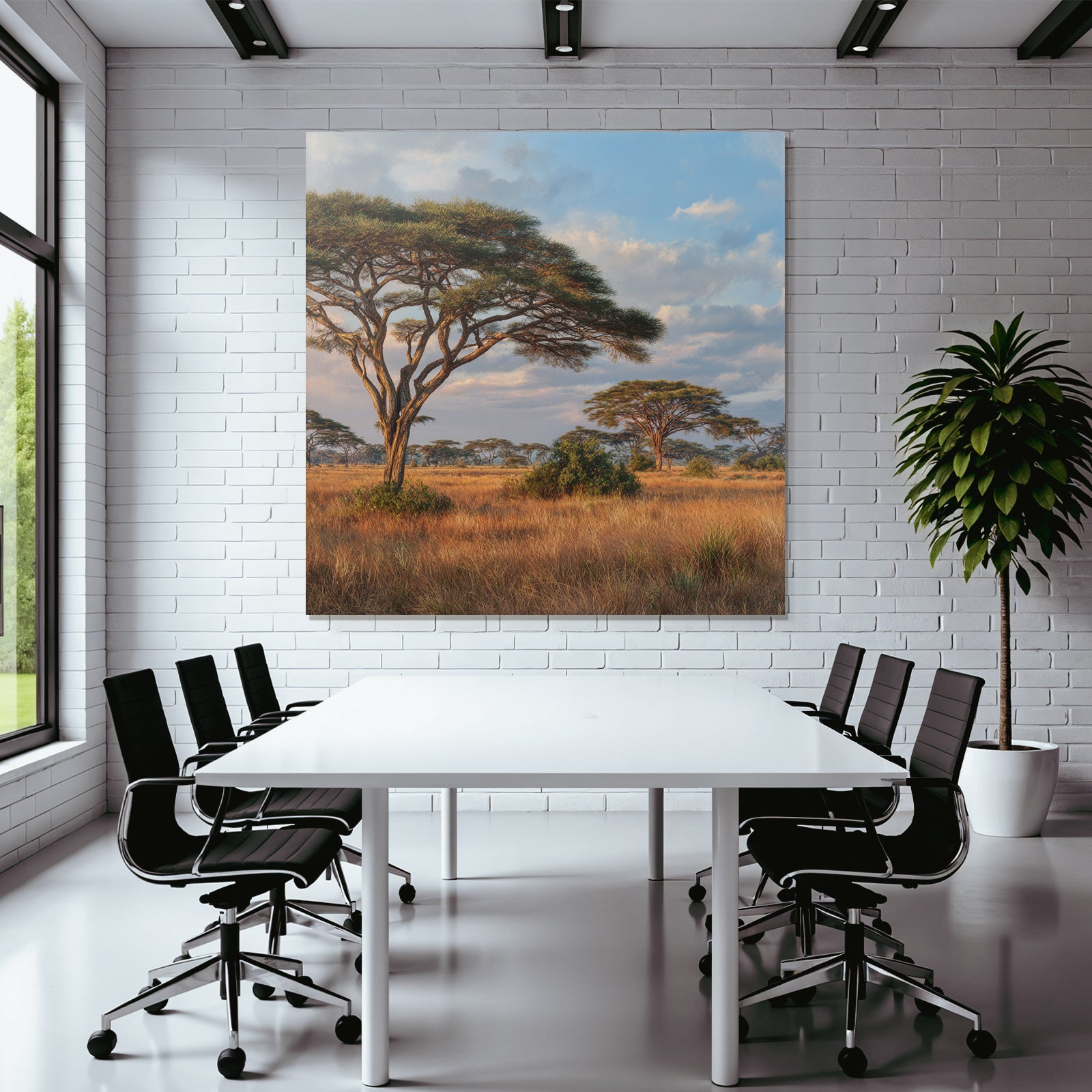 Desert Acacias On the Savannah Horizon Dawn Dusk Natural Light