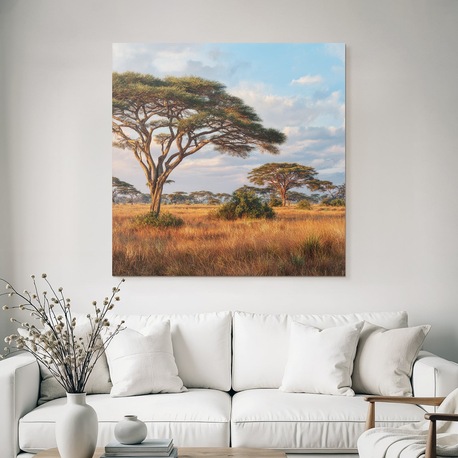 Desert Acacias On the Savannah Horizon Dawn Dusk Natural Light