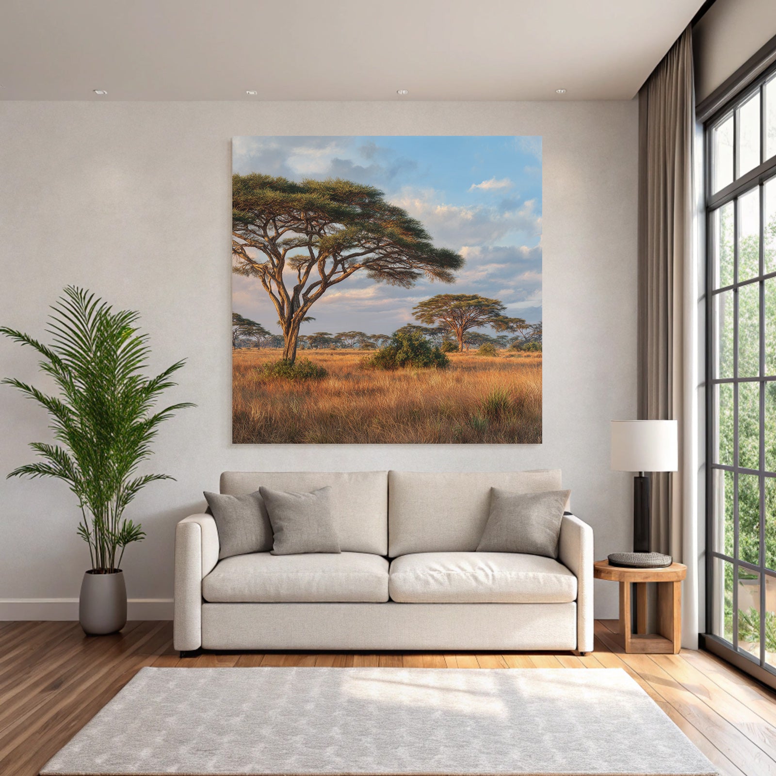 Desert Acacias On the Savannah Horizon Dawn Dusk Natural Light