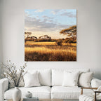 Desert Peaceful Landscape In Golden Light At Sunrise Or Sunset
