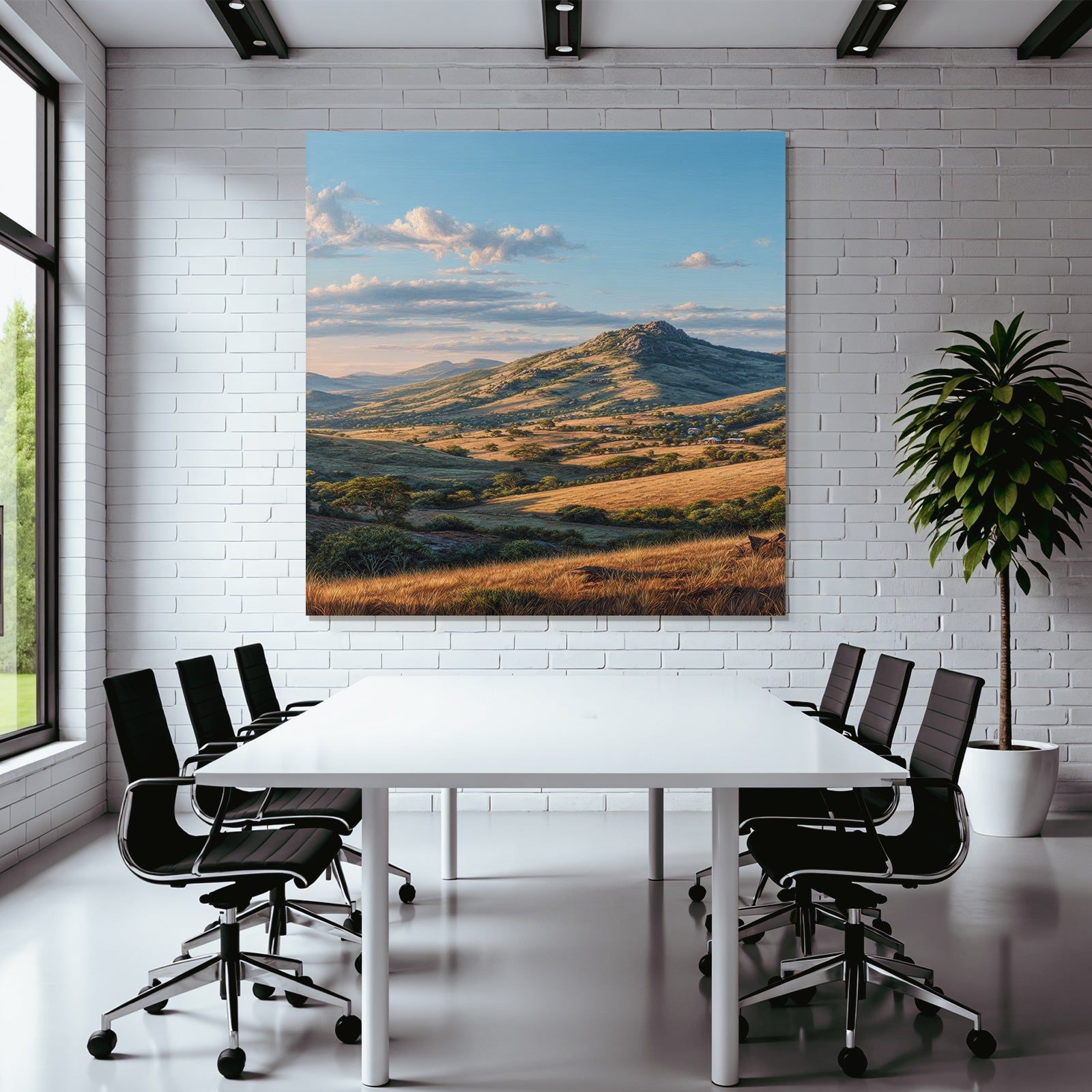 Deserts Picturesque Landscape Mountains Hills Green Fields Blue Sky