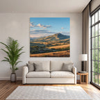 Deserts Picturesque Landscape Mountains Hills Green Fields Blue Sky