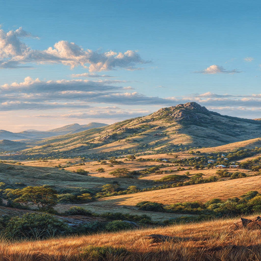 Wüsten Malerische Landschaft Bergen Hügel Grüne Felder Blau Himmel | Wuesten und Savanne | Landschaften