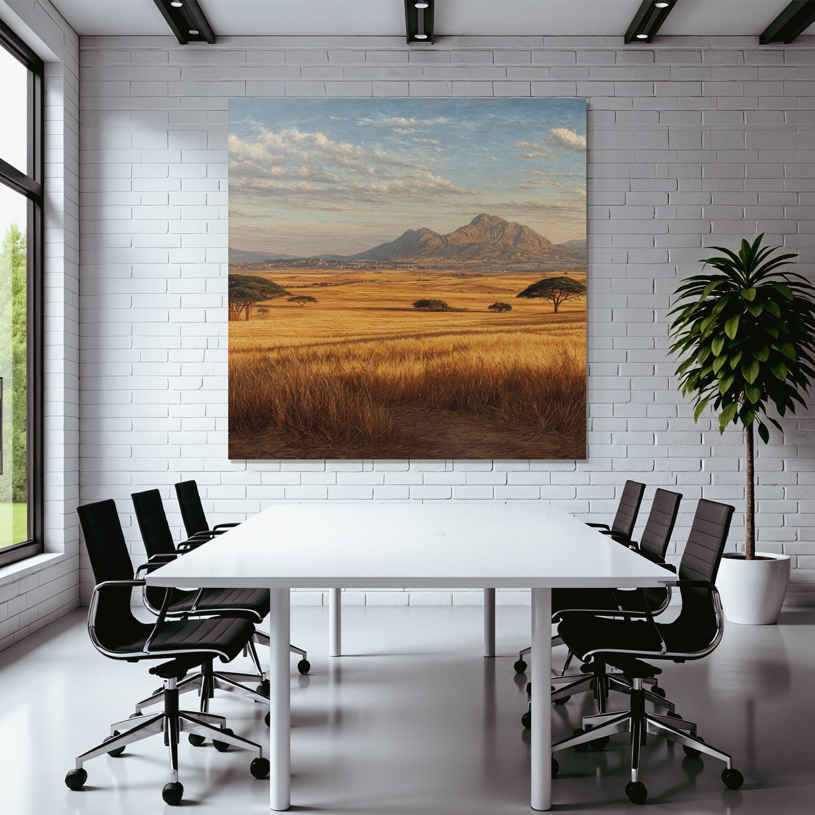 Deserts Rolling Hills Golden Field Mountains Blue Sky With Clouds