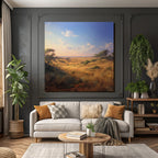 Desert Tranquil Landscape With Rolling Hills And Green Meadows