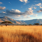 Wüsten Ruhige Naturlandschaft Mit Hügel Und Goldenem Gras Unter Teils Bewölkt Himmel | Wuesten und Savanne | Landschaften