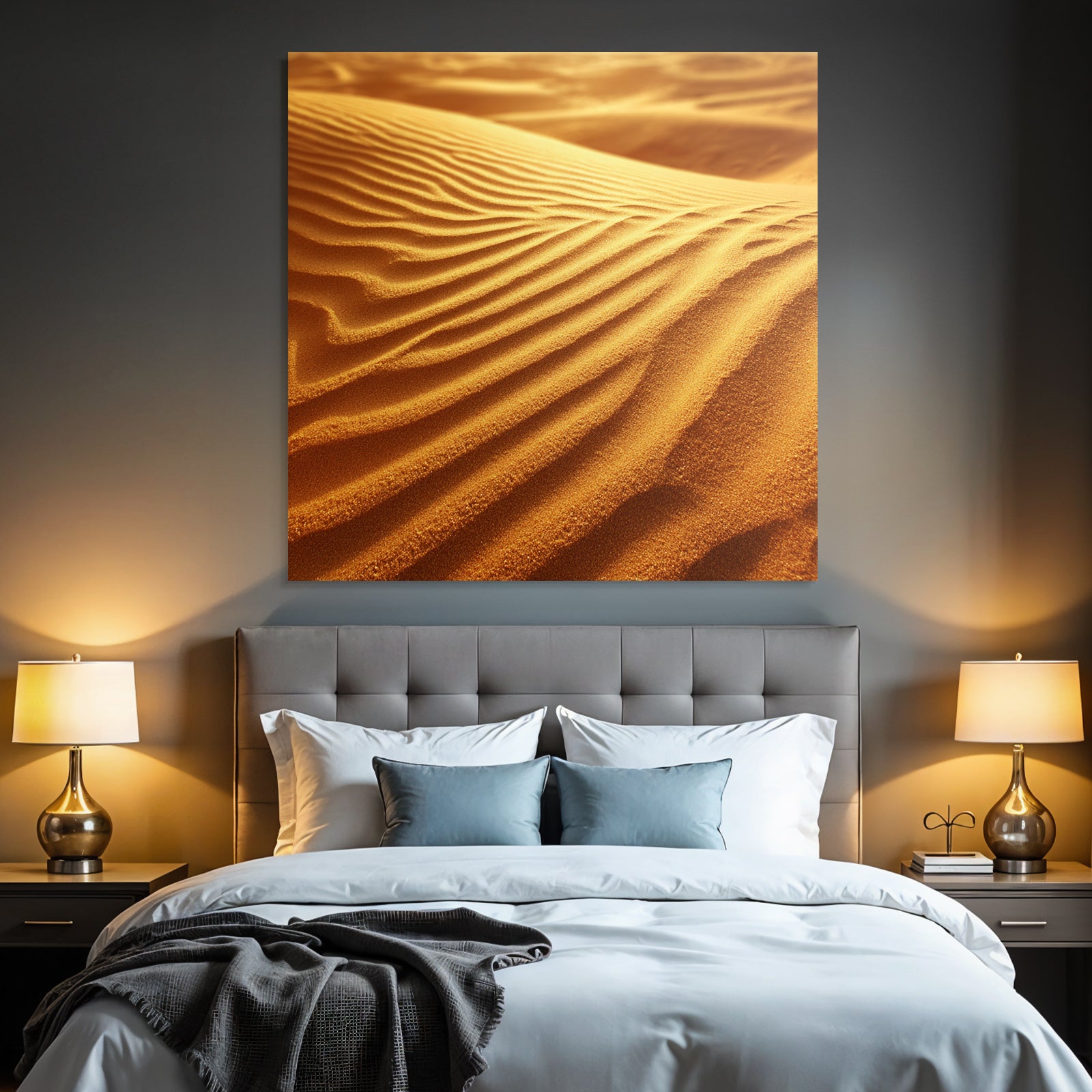 Desert sand dune pattern wind wave structure warm golden light