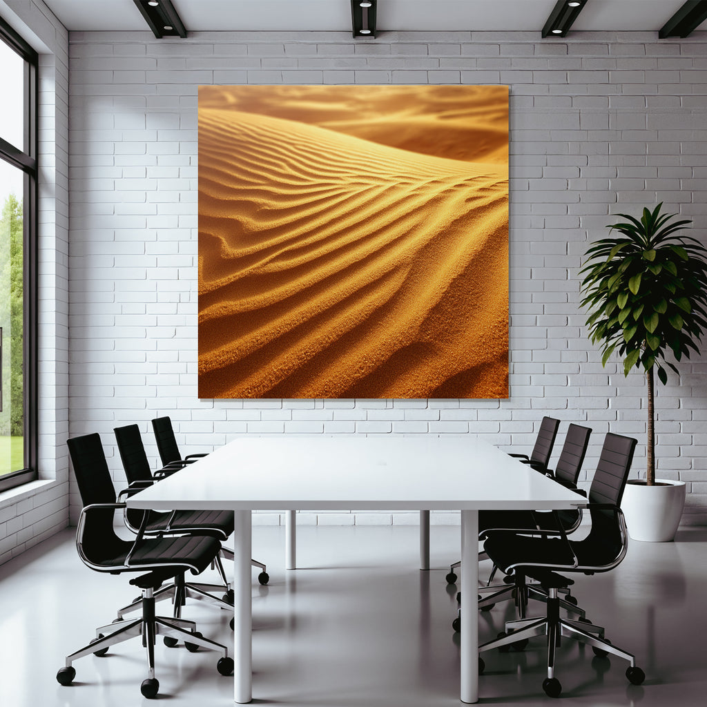 Desert sand dune pattern wind wave structure warm golden light