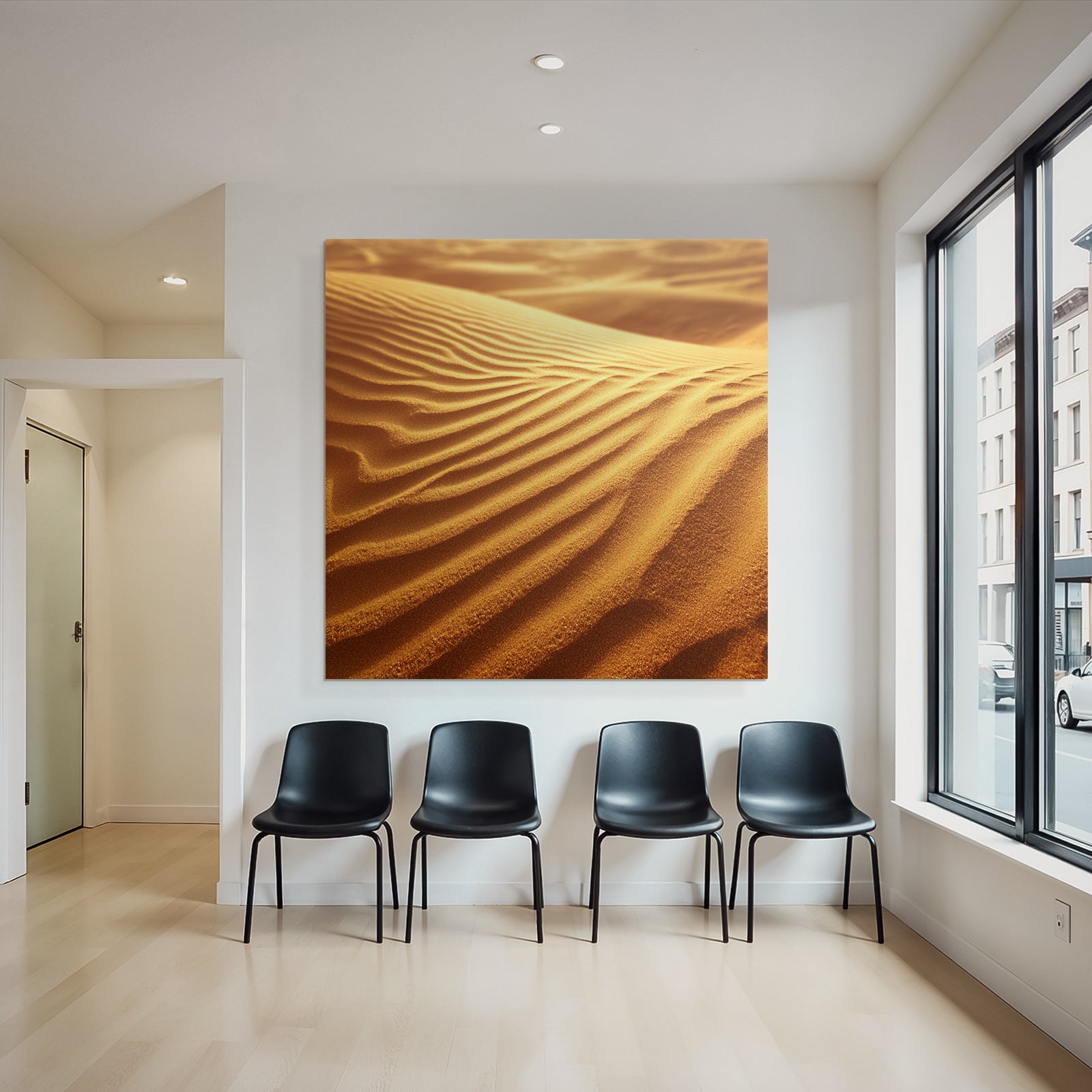 Desert sand dune pattern wind wave structure warm golden light