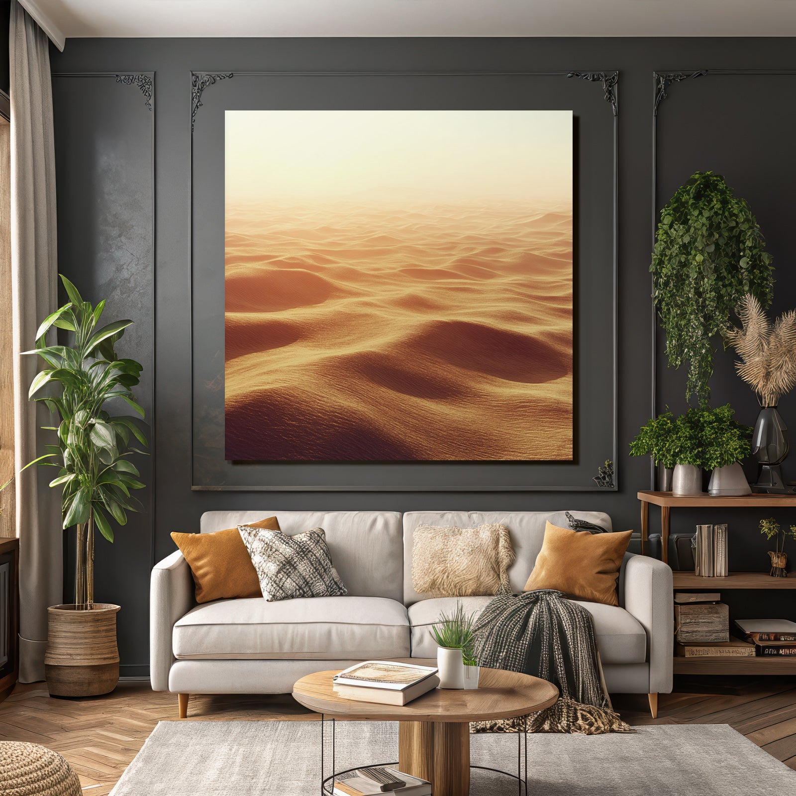 Desert sand dunes in the desert sunny and quiet