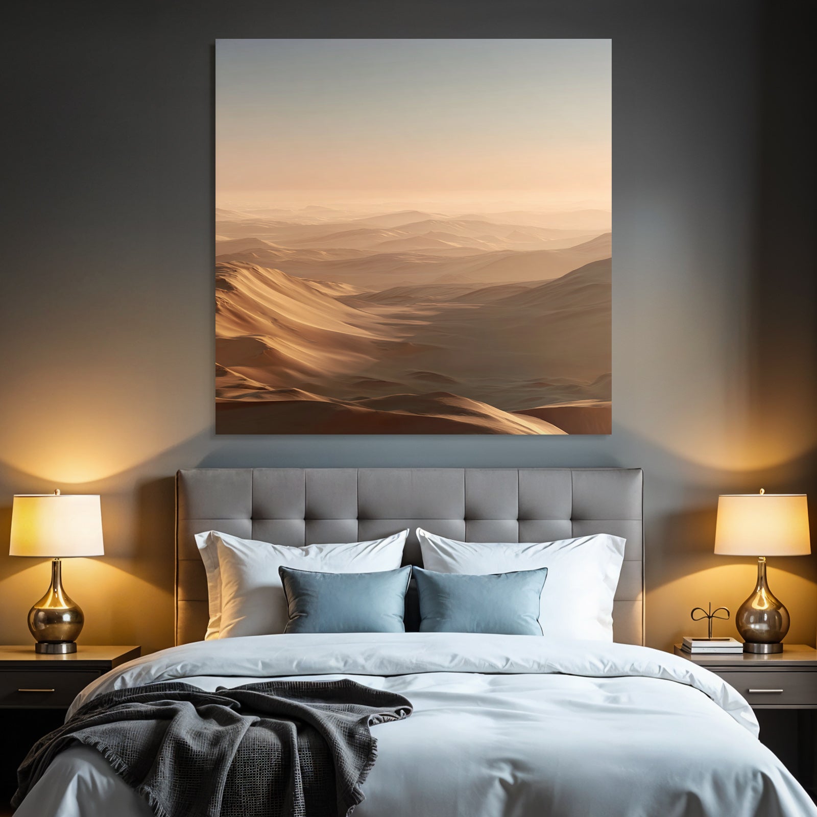 Desert Sandy Hills With Dim Light In Desert Landscape
