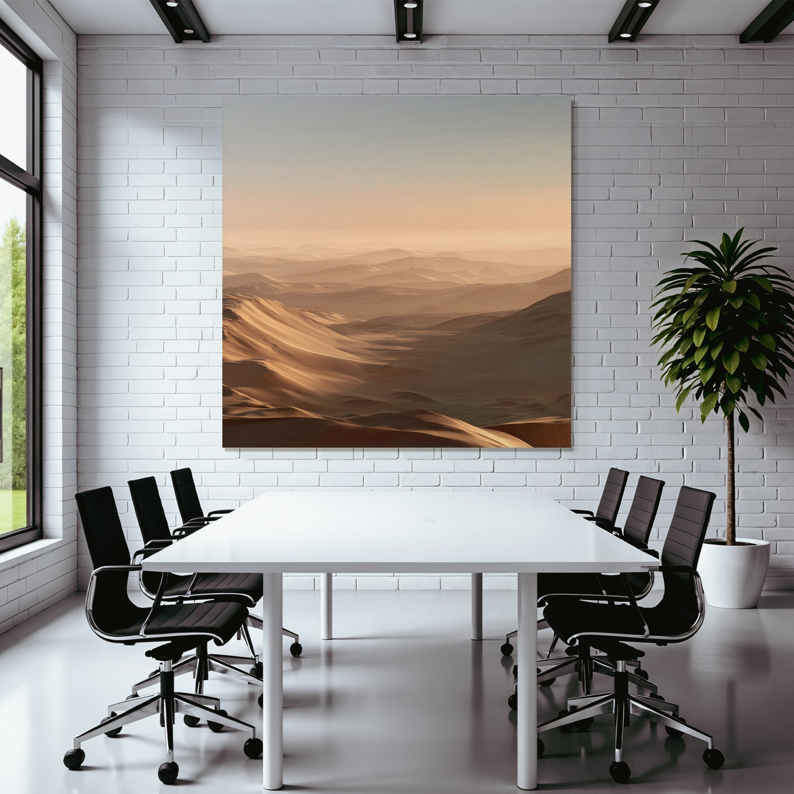 Desert Sandy Hills With Dim Light In Desert Landscape