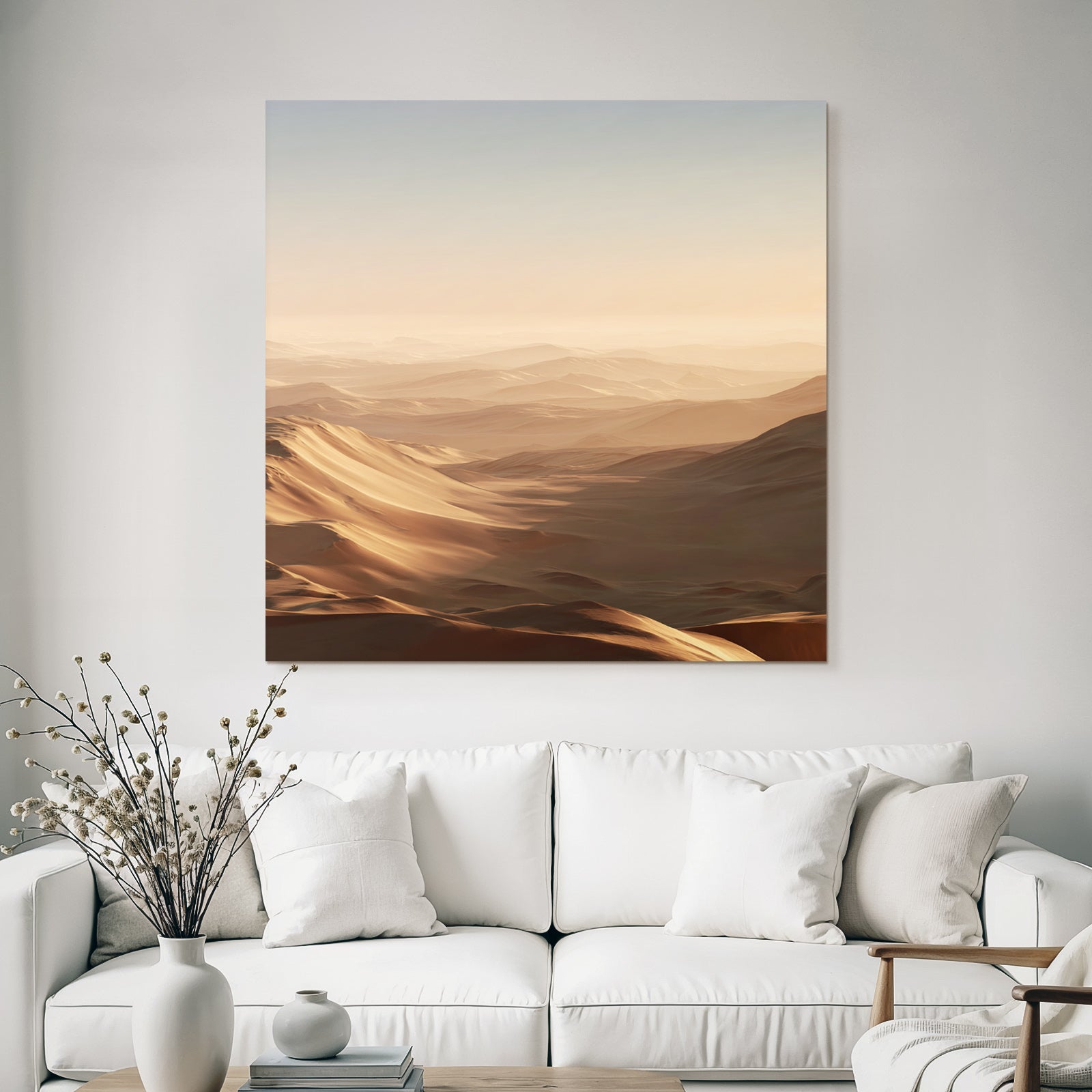 Desert Sandy Hills With Dim Light In Desert Landscape