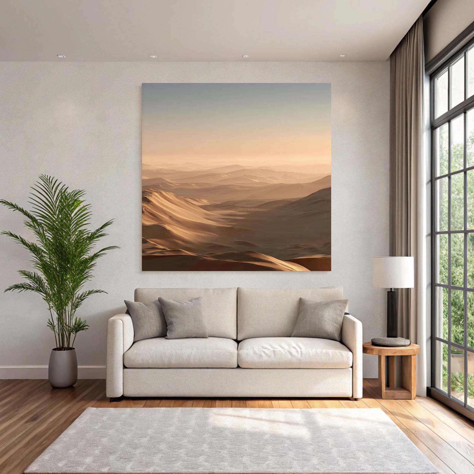 Desert Sandy Hills With Dim Light In Desert Landscape