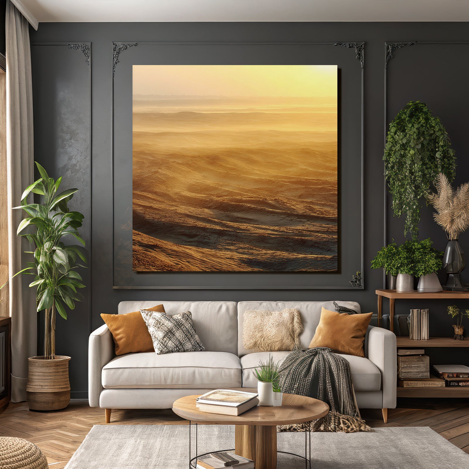 Desert Sand Landscape In Golden Light