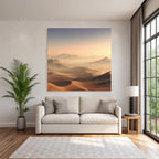 Deserts Gentle desert with dunes and mountains under a pastel sky