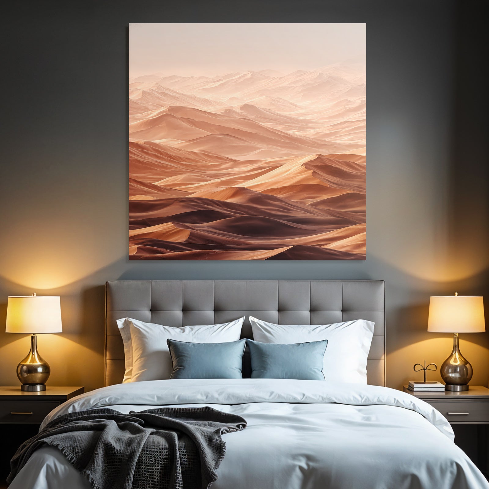Desert Vast Desert Landscape Rolling Sand Dunes Warm Tone