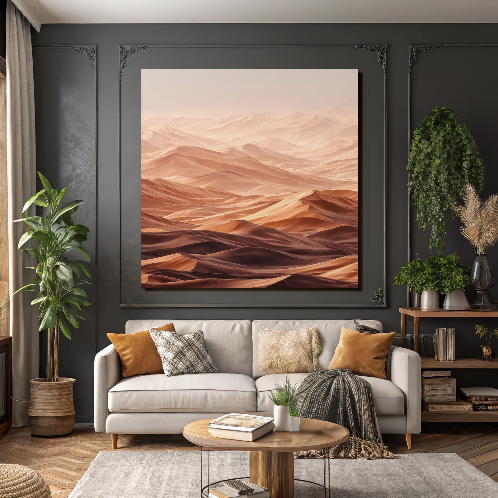 Desert Vast Desert Landscape Rolling Sand Dunes Warm Tone