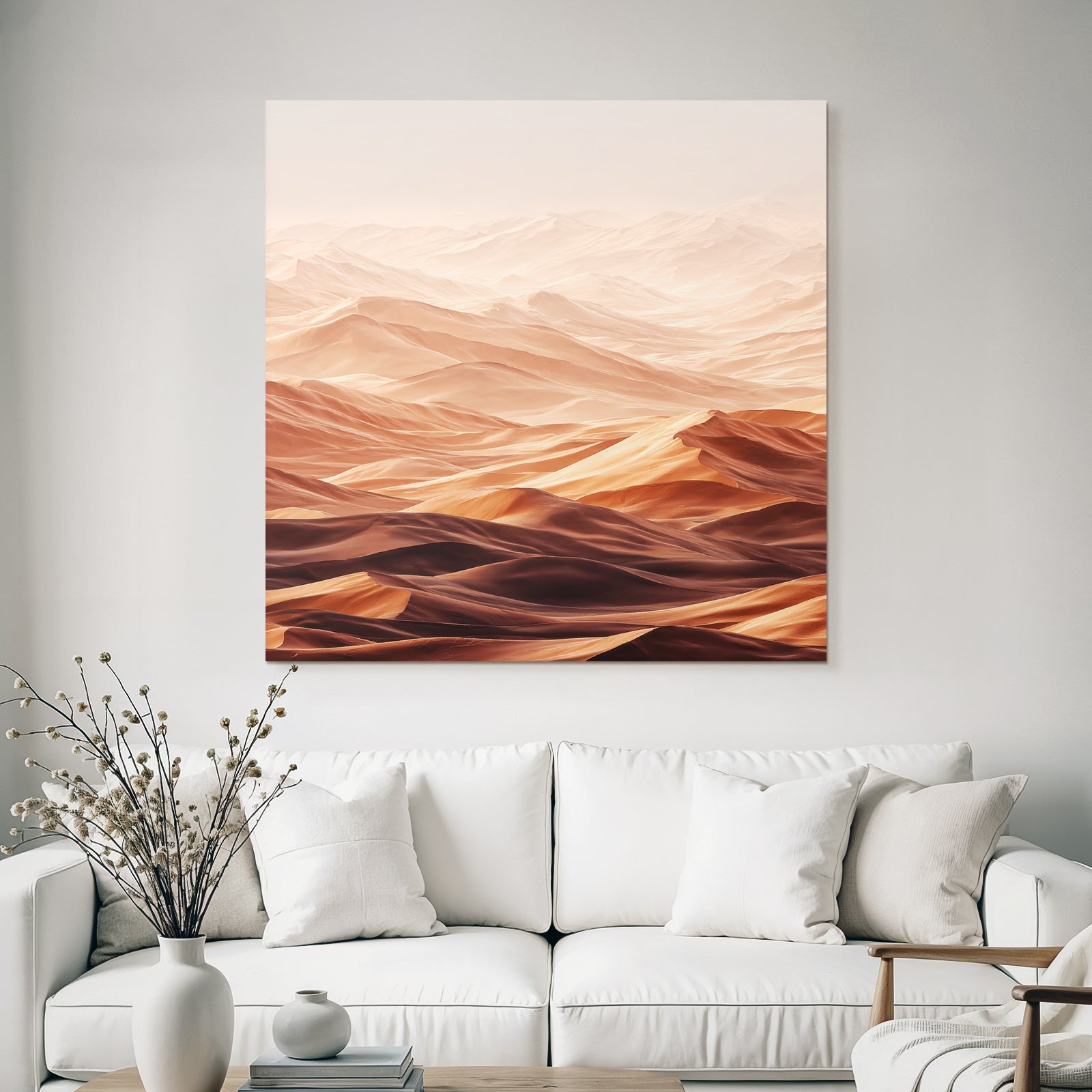Desert Vast Desert Landscape Rolling Sand Dunes Warm Tone