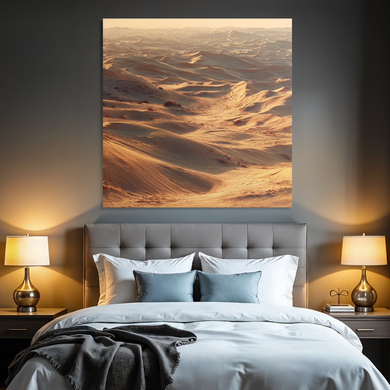 Desert Vast Desert Landscape At Golden Hour