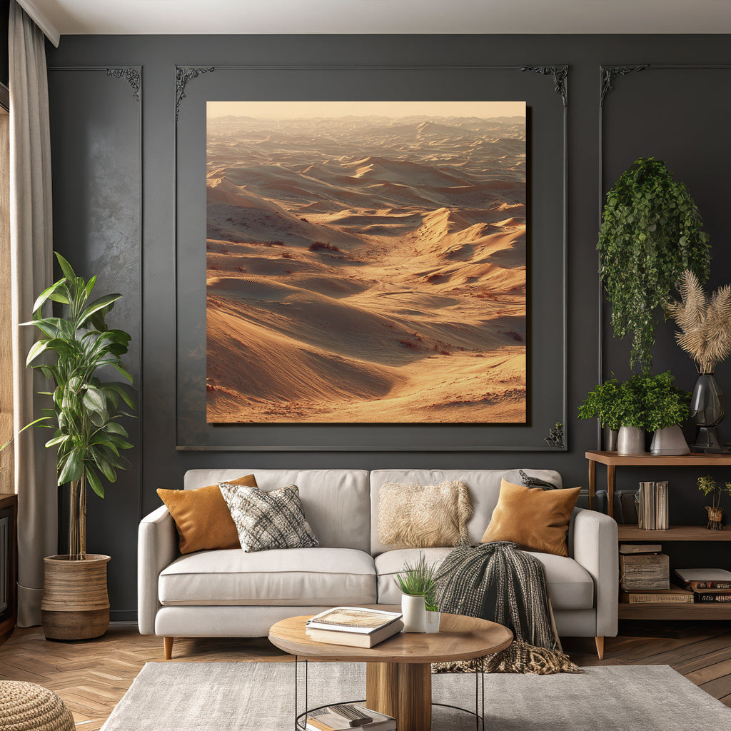 Desert Vast Desert Landscape At Golden Hour