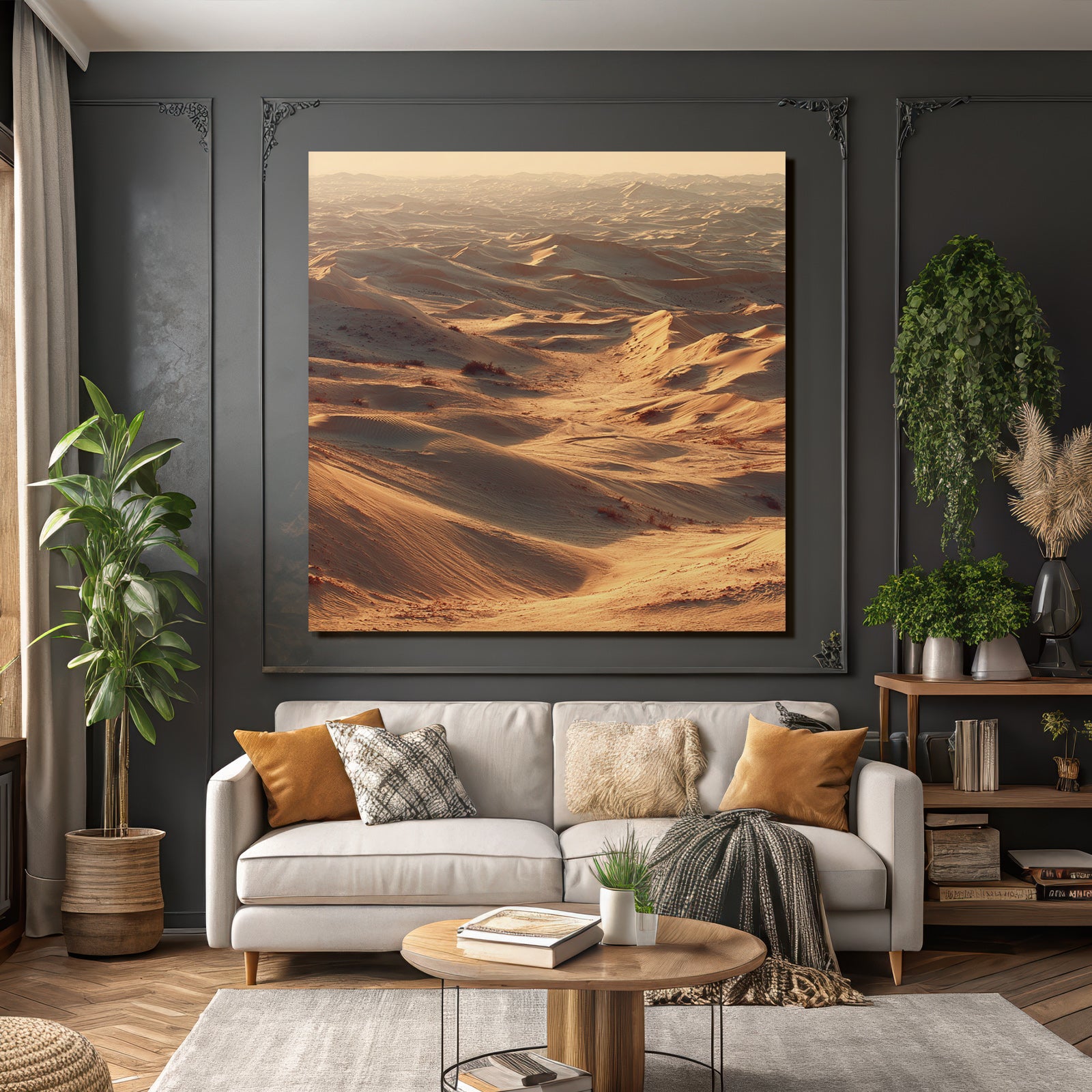 Desert Vast Desert Landscape At Golden Hour