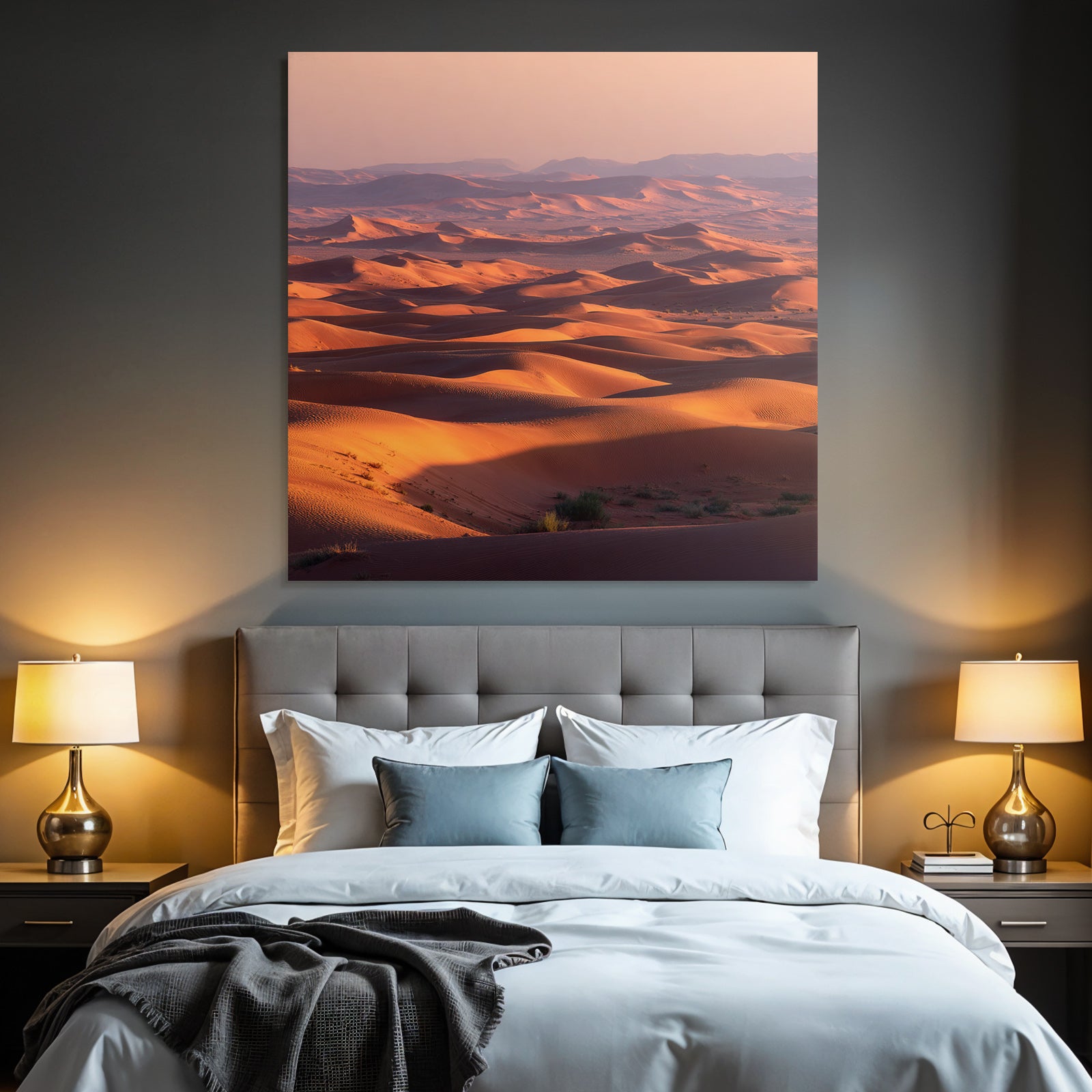 Deserts Vastaus Desert with dunes at sunset