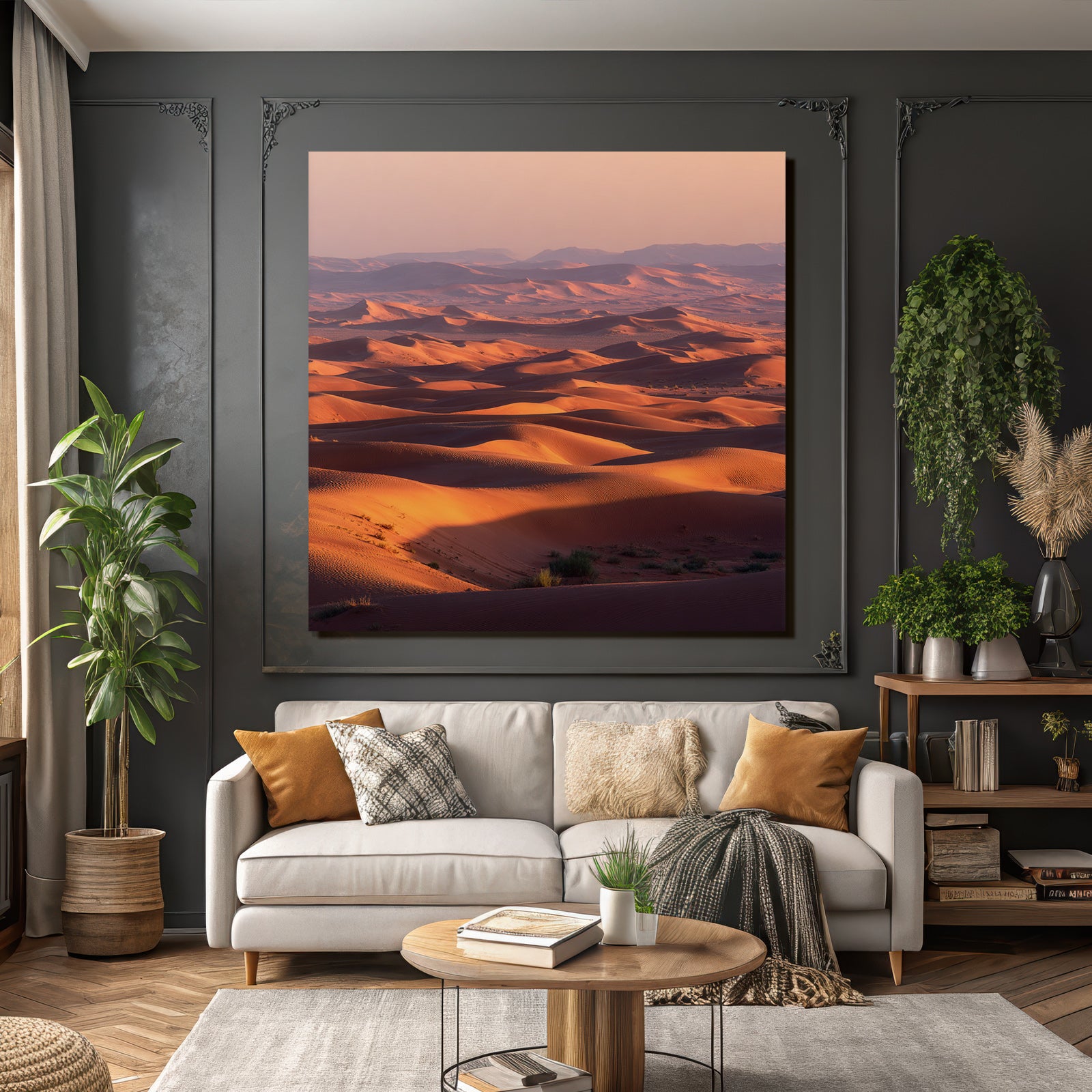Deserts Vastaus Desert with dunes at sunset
