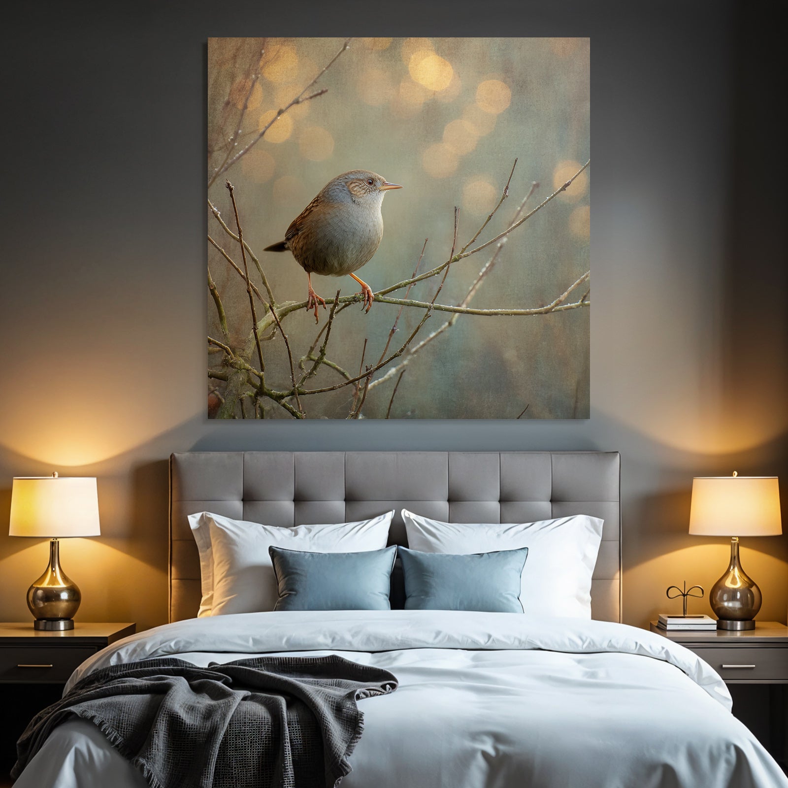 Desert bird on a branch in a tranquil natural landscape