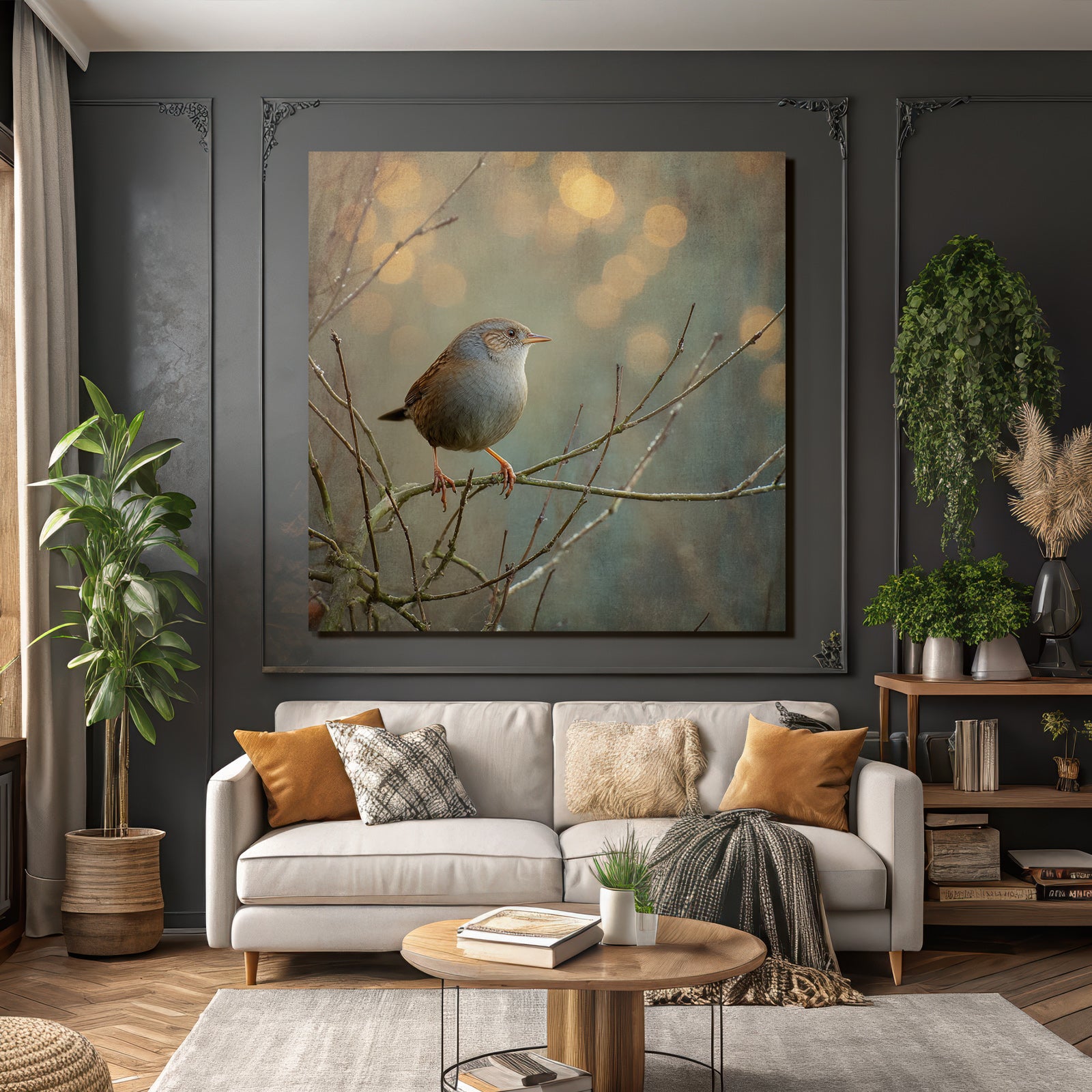 Desert bird on a branch in a tranquil natural landscape