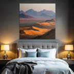 Deserts Beautiful desert landscape in twilight with sand dunes and mountains