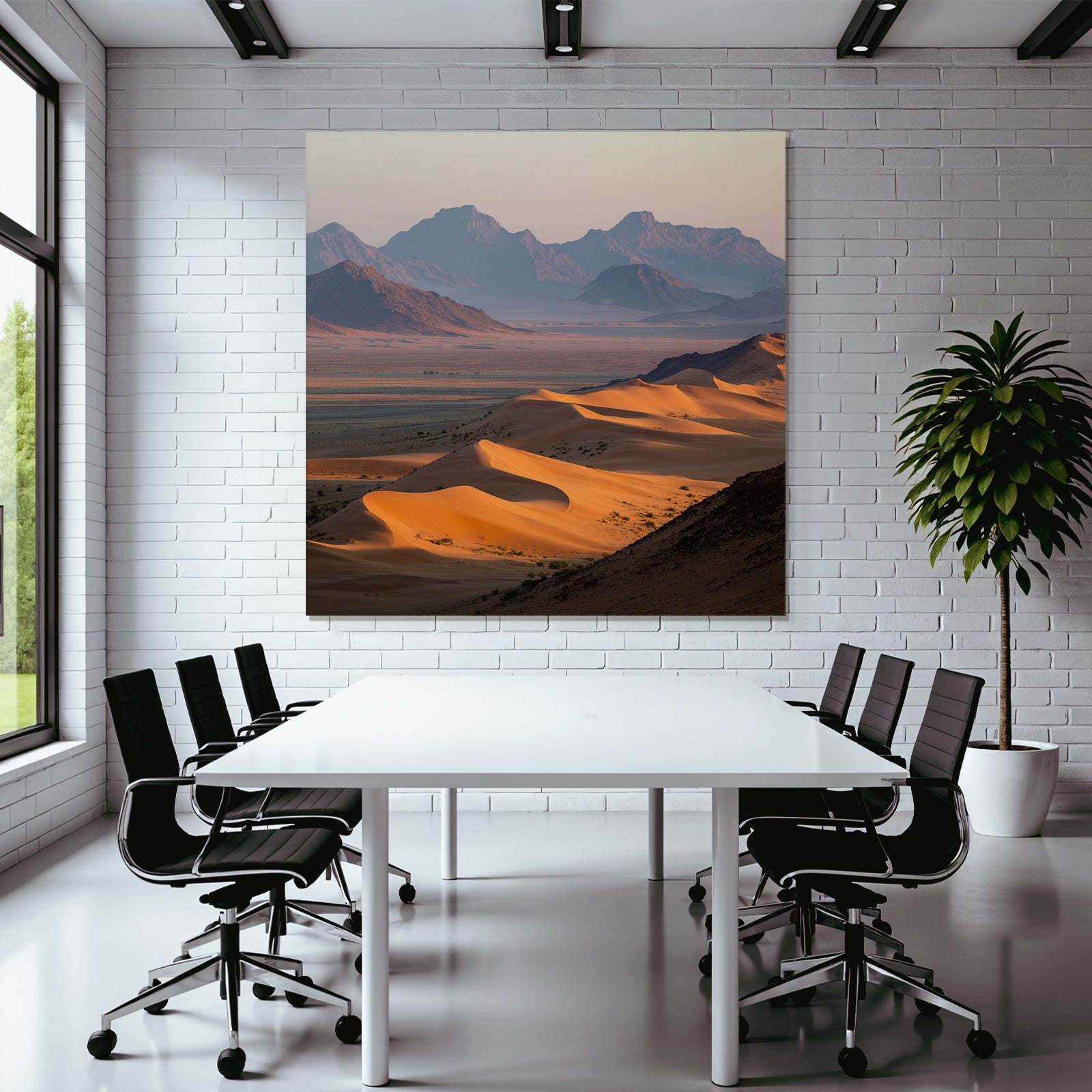 Deserts Beautiful desert landscape in twilight with sand dunes and mountains