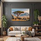 Desert Acacia Tree Stone Landscape Savana Golden Hour