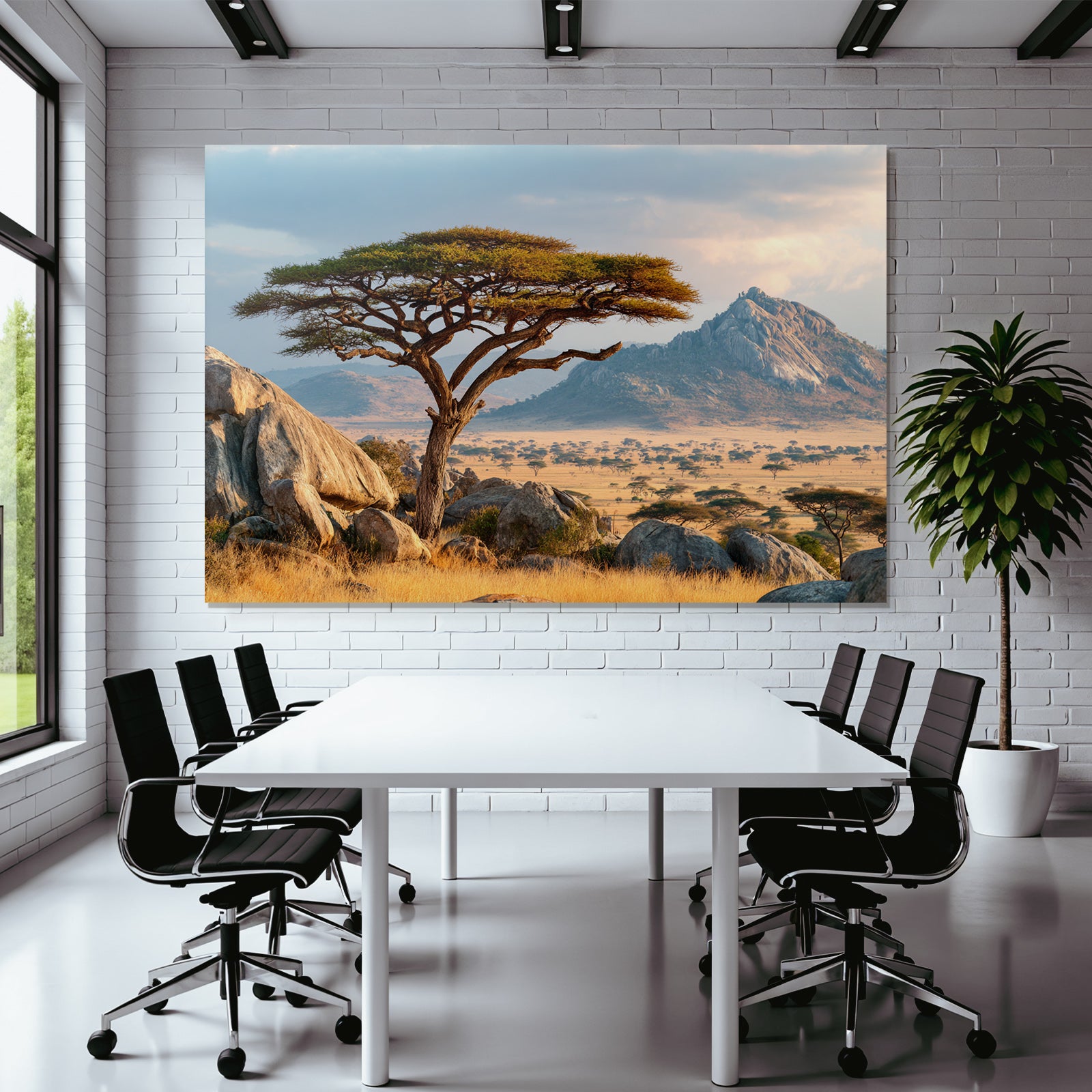 Desert Acacia Tree Stone Landscape Savana Golden Hour