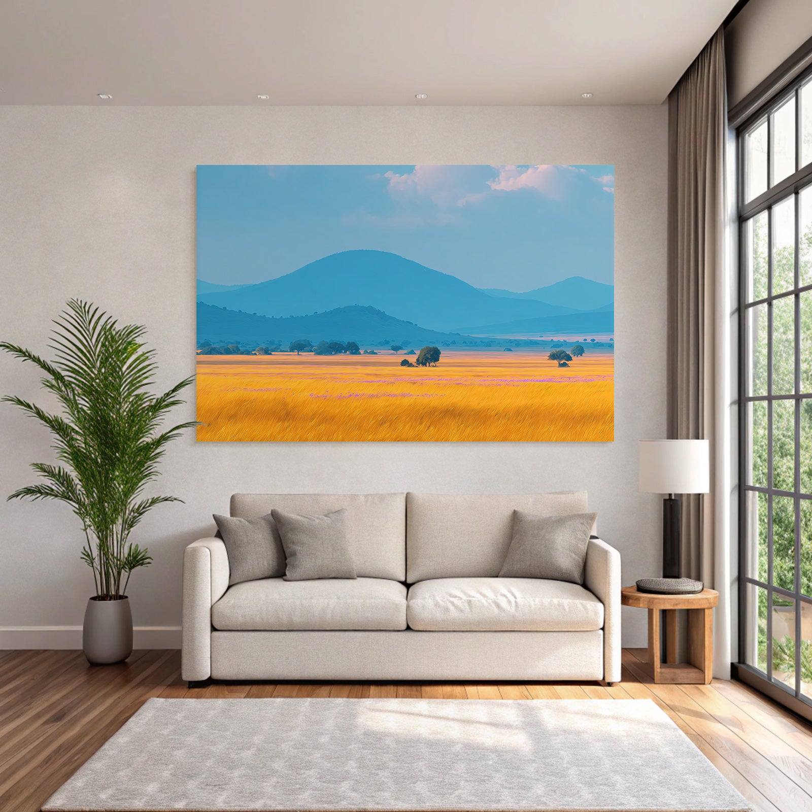 Desert Landscape Scenes Rolling Hills And Golden Cornfield