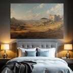 Deserts Picturesque landscapes Golden grass Rock formations Ornamental architecture