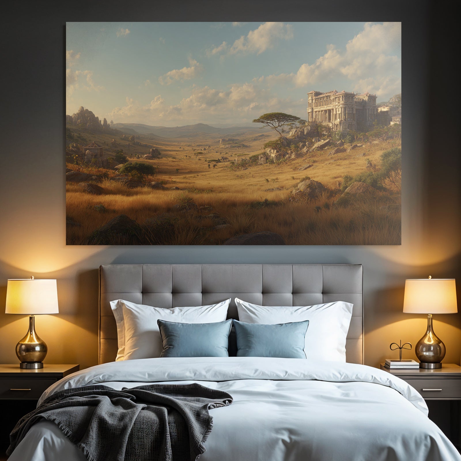 Deserts Picturesque landscapes Golden grass Rock formations Ornamental architecture