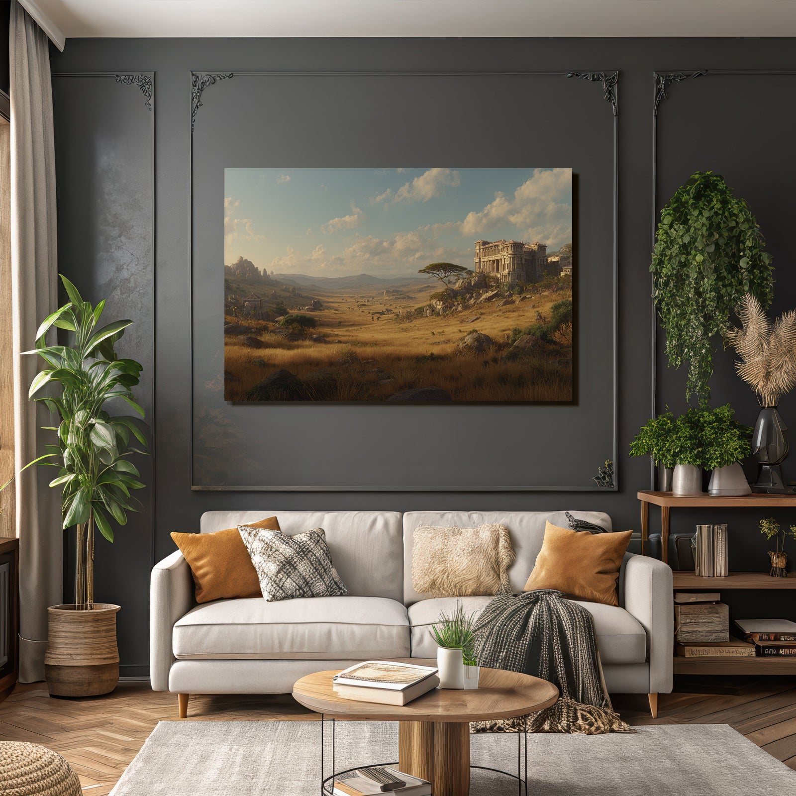 Deserts Picturesque landscapes Golden grass Rock formations Ornamental architecture