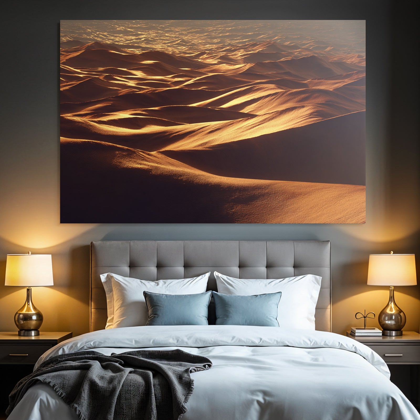 Desert Sand Dunes Landscape Warm Light Texture And Contours