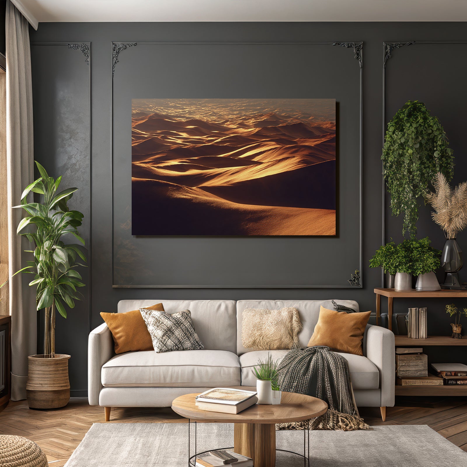 Desert Sand Dunes Landscape Warm Light Texture And Contours