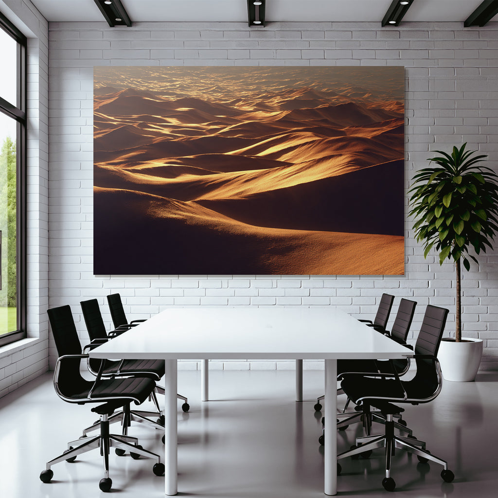 Desert Sand Dunes Landscape Warm Light Texture And Contours