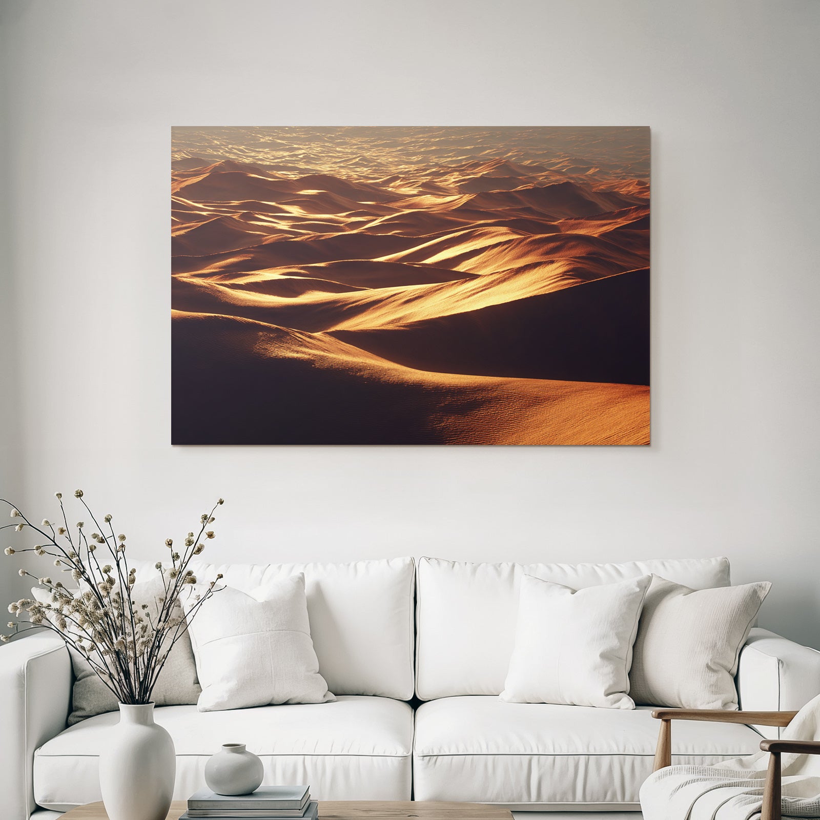 Desert Sand Dunes Landscape Warm Light Texture And Contours