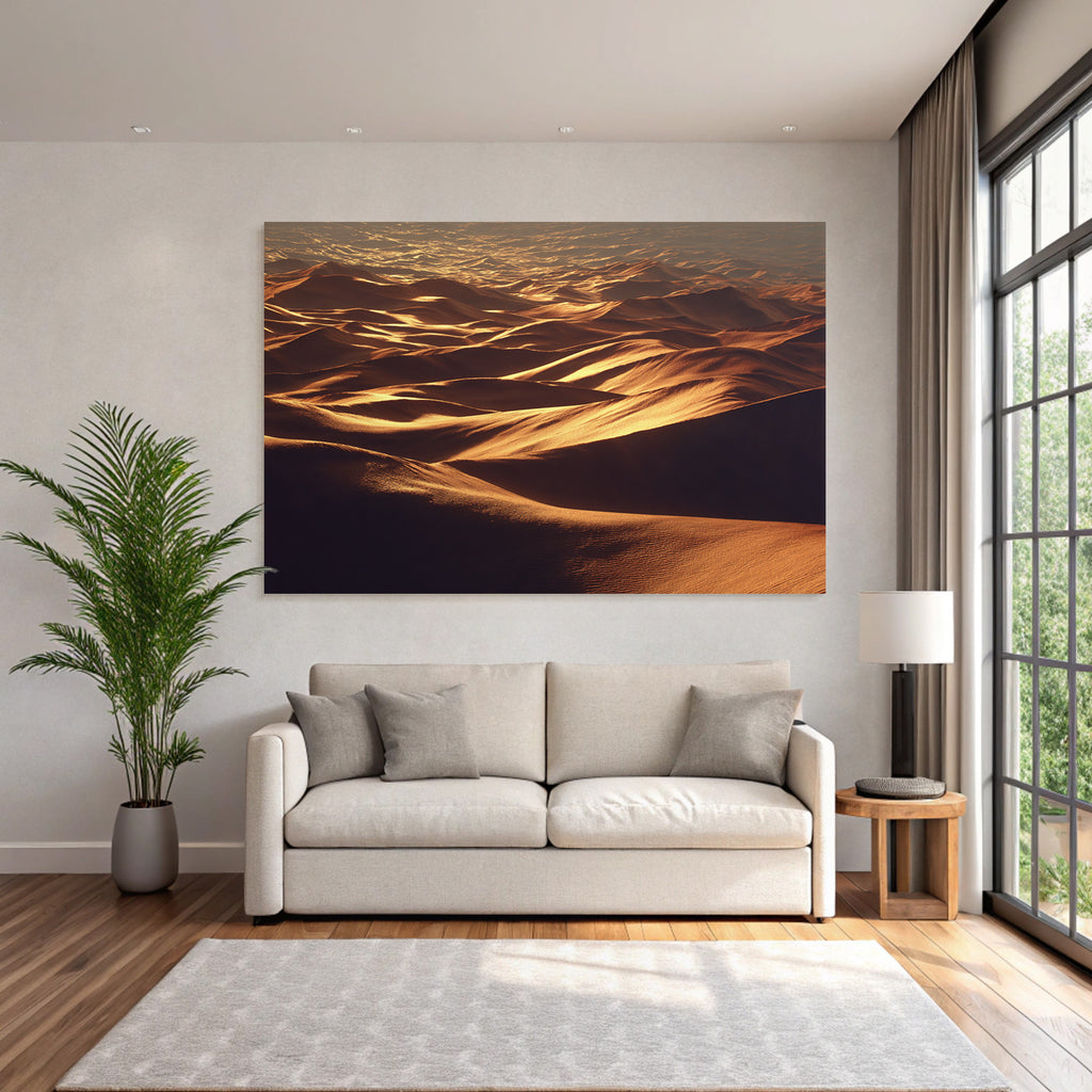 Desert Sand Dunes Landscape Warm Light Texture And Contours