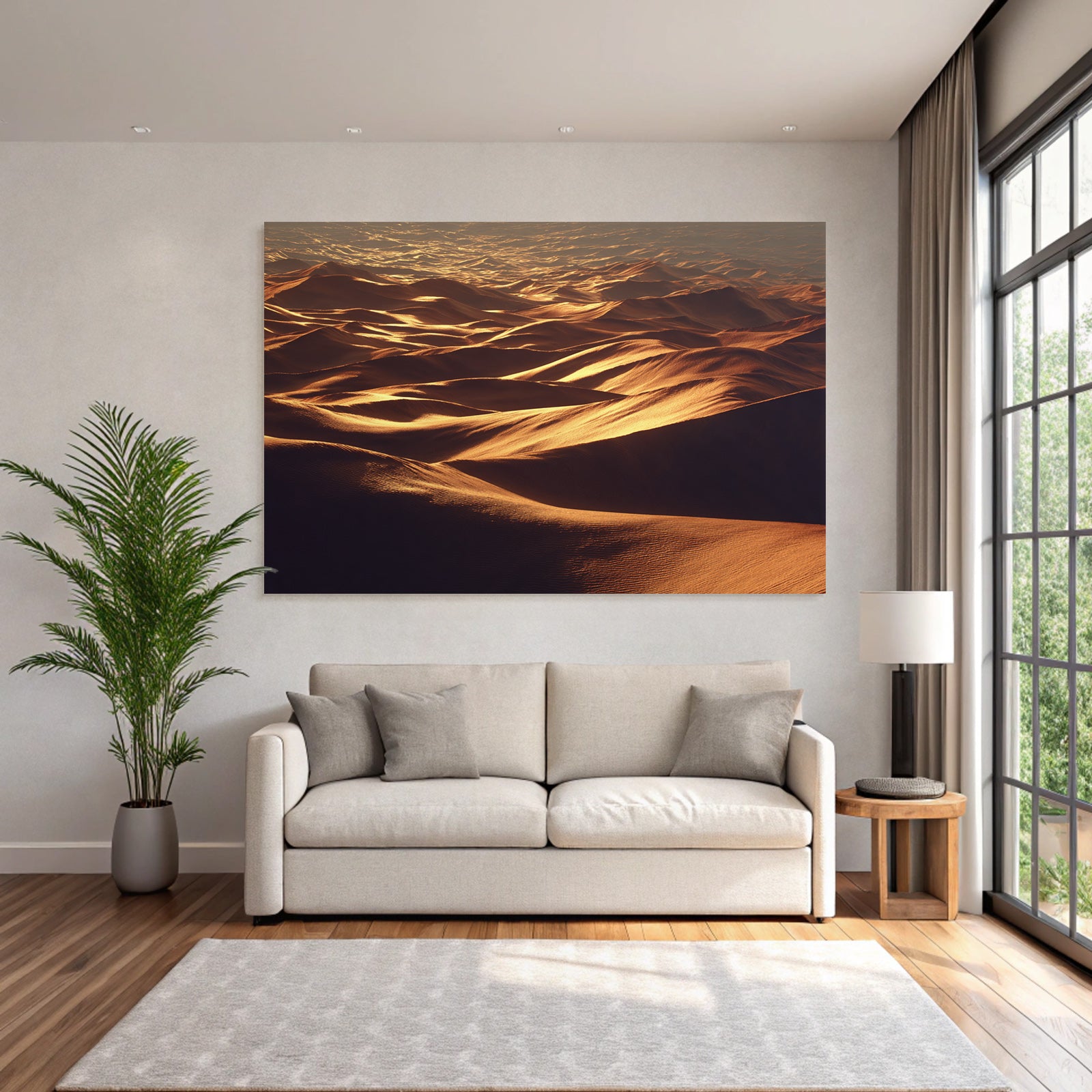 Desert Sand Dunes Landscape Warm Light Texture And Contours