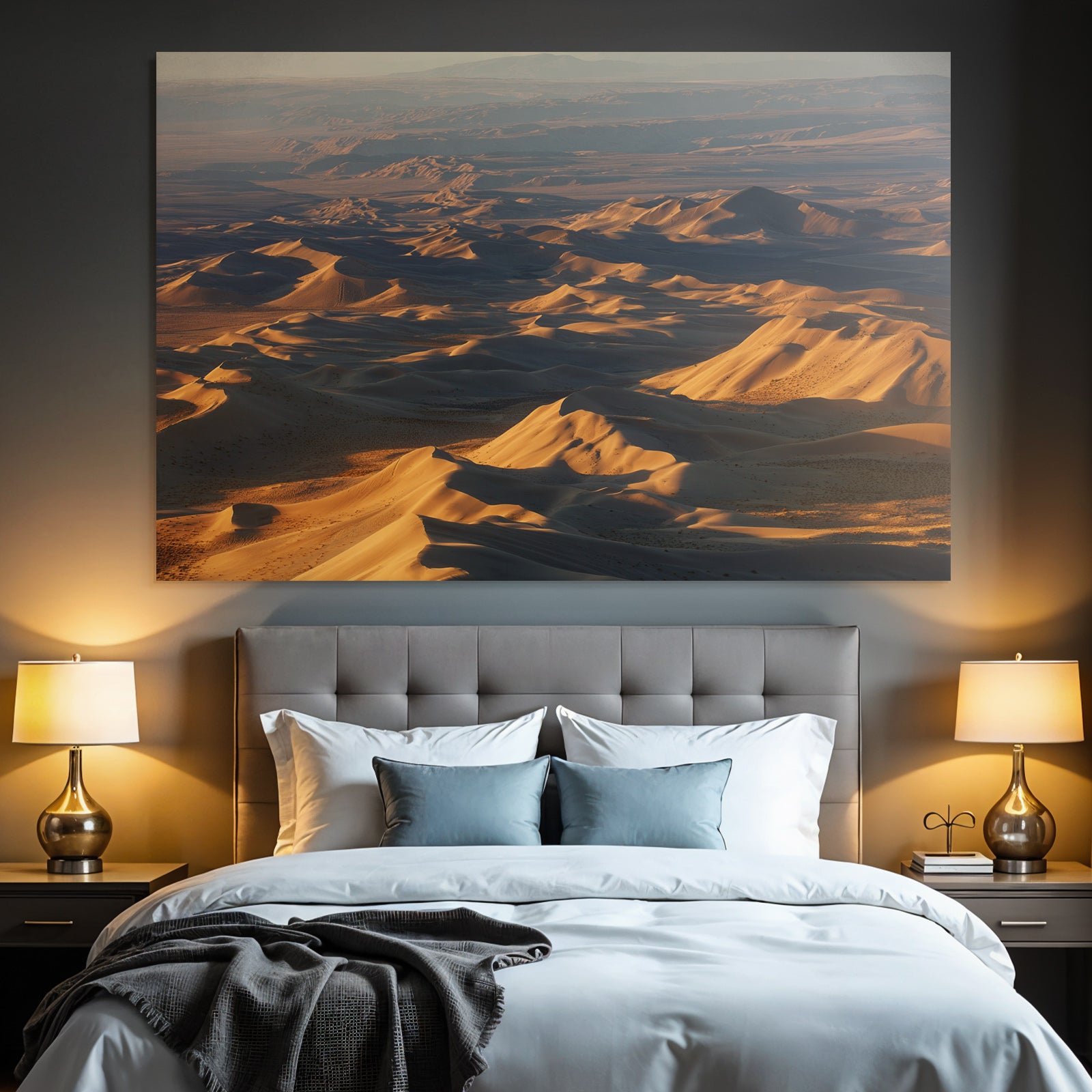 Desert sand dunes desert in warm sunlight