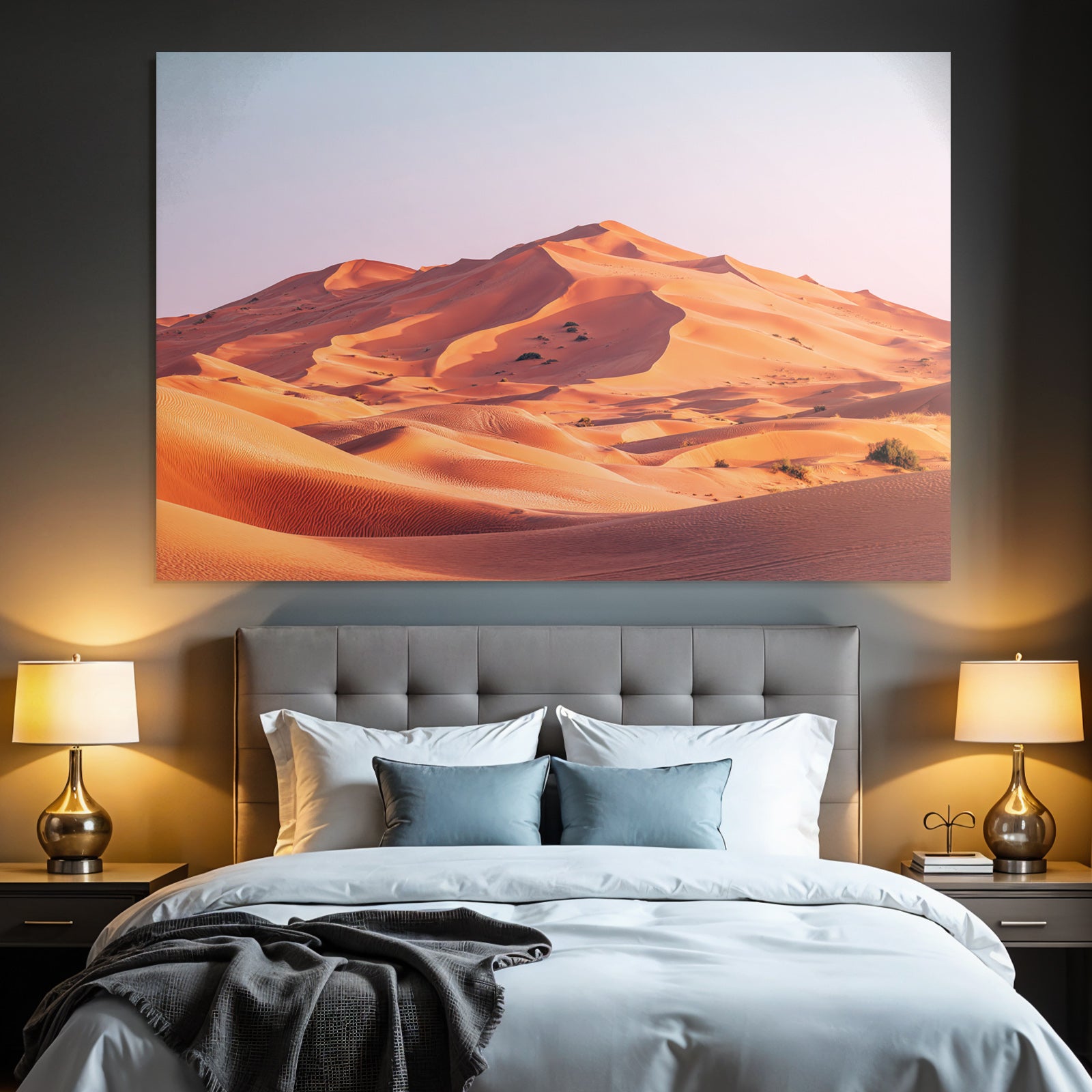 Desert sand dune landscape at sunrise or sunset