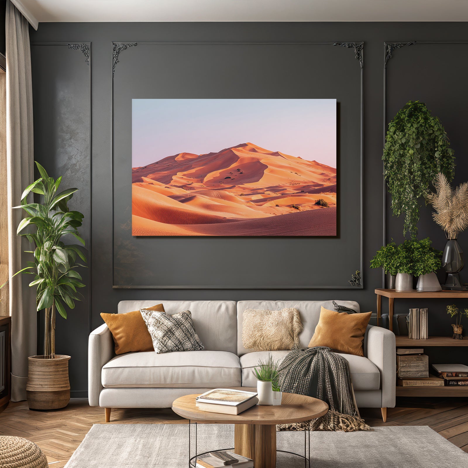 Desert sand dune landscape at sunrise or sunset