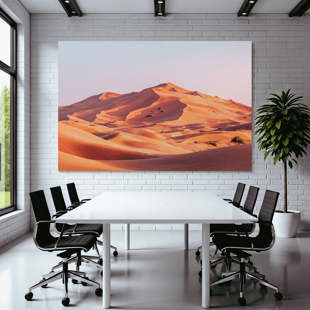 Desert sand dune landscape at sunrise or sunset