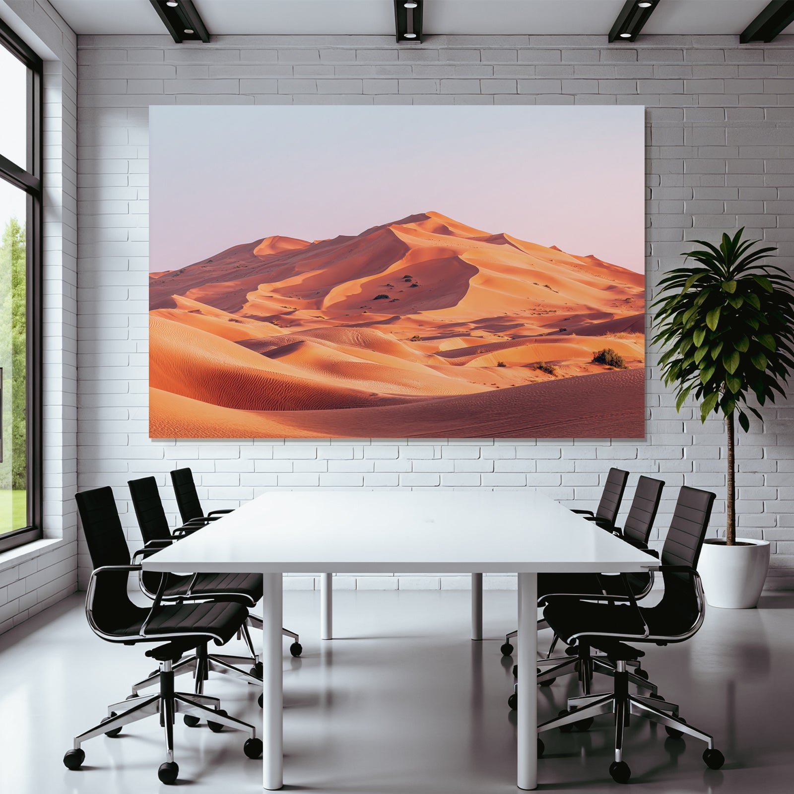 Desert sand dune landscape at sunrise or sunset